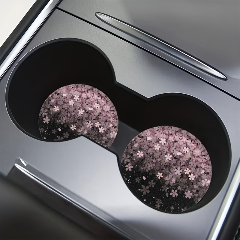 Car Accessories For Women - 2 adet kiraz çiçeği içecek altlıkları,