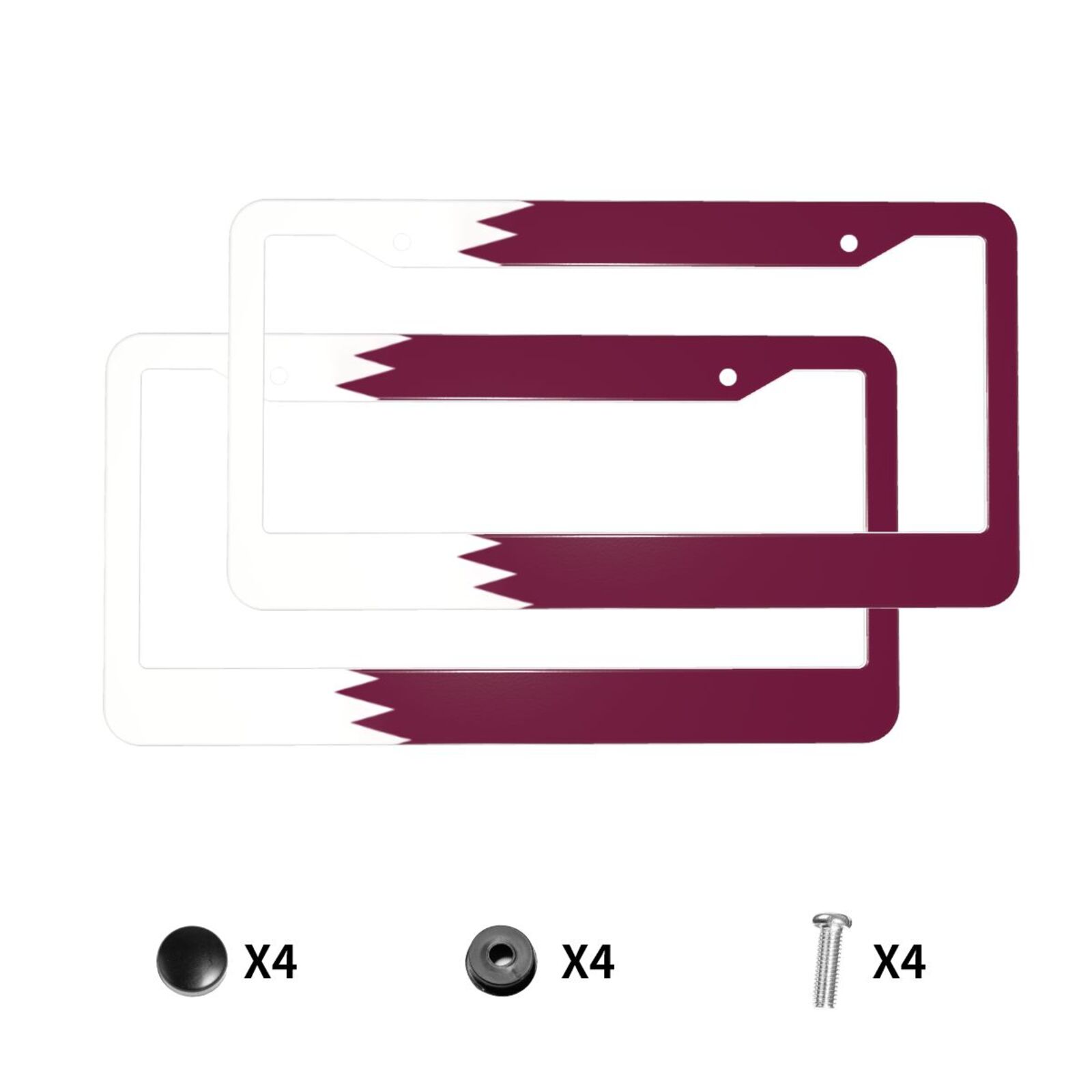 Car Accessories Qatar - Katar Bayrağı Desenli Plaka Tutucu Renkli